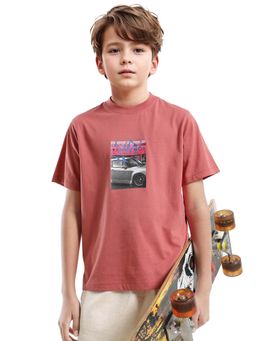 RARE ONES - Kids Just-K Light Red Cotton Regular Fit T-shirt