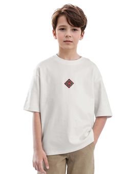 RARE ONES - Kids Wuo Off White Cotton Solid Regular Fit T-shirt