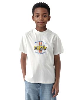 RARE ONES - Kids Speed Off White Cotton Regular Fit T-shirt