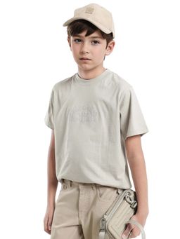 RARE ONES - Kids Roxie Light Grey Cotton Embroidered Regular Fit T-shirt