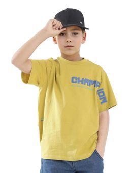 RARE ONES - Kids Hype Yellow Cotton Printed Regular Fit T-shirt