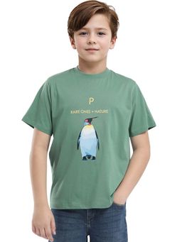 RARE ONES - Kids Dawn Green Cotton Regular Fit T-shirt