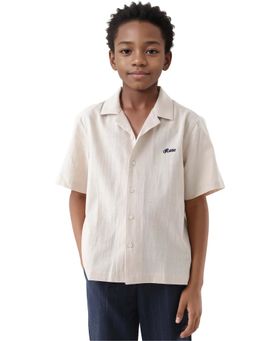 RARE ONES - Kids Alma Beige Cotton Solid Regular Fit Shirt