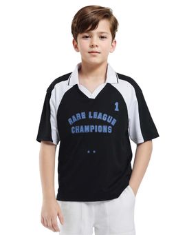 RARE ONES - Kids Faze Black Cotton Blend Printed Boxy Fit Polo T-shirt