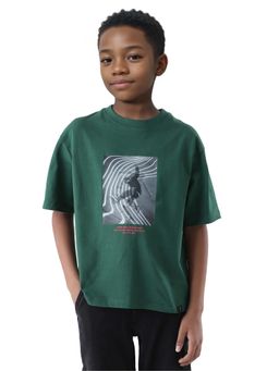 RARE ONES - Kids Skate Green Cotton Printed Boxy Fit T-shirt