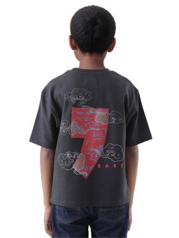 RARE ONES - Kids Quote-K Grey Cotton Printed Boxy T-shirt