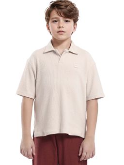 RARE ONES - Kids Nisk Light Beige Polyester Blend Polo T-shirt