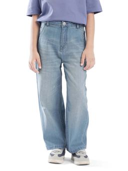 RARE ONES - Kids Stran Blue Cotton Solid Loose Fit Jeans
