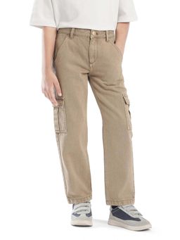 RARE ONES - Kids Strait-B Beige Cotton Loose Fit Jeans
