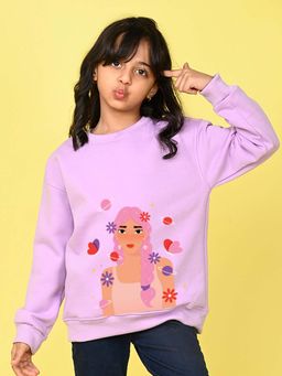 Nusyl - Girls Navy Blue One Girl Printed Full Sleeves Sweatshirt