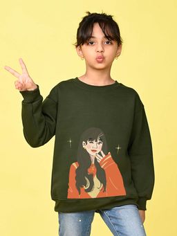 Nusyl - Girls Olve One Girl Graphic Full Sleeves Sweatshirt