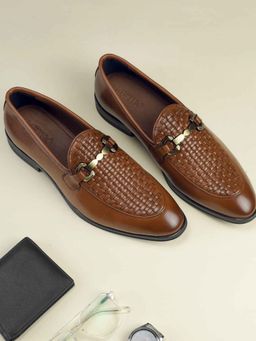 Metro - Mens Tan Leather Formal Slip-On Loafers