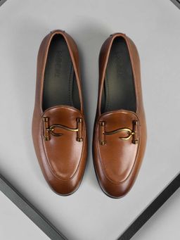 Mochi - Mens Tan Fashionable Glossy Loafers