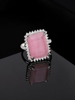 Estele - Rhodium Plated CZ Gleaming Designer Finger Ring for Women