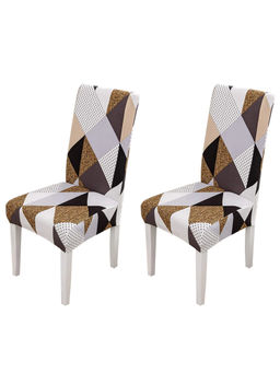 House of Quirk - Elastic Chair Cover Stretch Removable Washable Chair Slipcover (Beige) Pack of 2