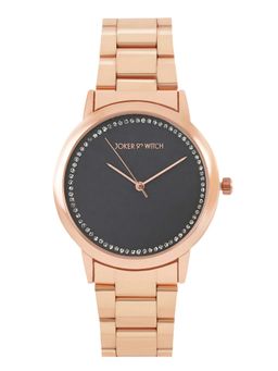 Joker and Witch - Joker & Witch Castor Grey Dial Rose Gold Rhinestone Metallic Link Strap Analog Womens Watch