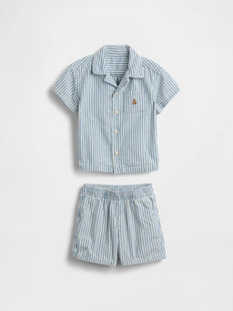 GAP - Kids' Vertical Stripes Camp Collar Half Sleeves Co-Ord Sets