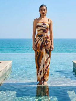 Poppi - Brown Wild Abstract Printed Co-ord Set