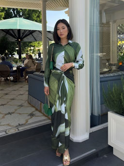 Poppi - Green Jade Printed Wraped Co-ord Set