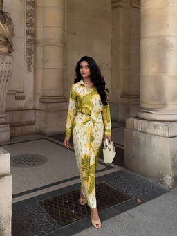 Poppi - Green Coco Printed Wraped Co-ord Set