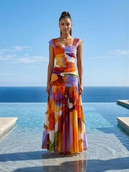 Poppi - Tropica Printed Pleated Dress