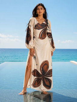 Poppi - Fawn Printed V- Neck Dress