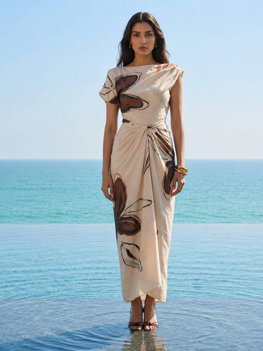 casual maxi dresses online Buy Stylish Women Collection At Best Prices Chic Raspberry Pin Sheath 389CC Printed Maxi Dresses Category Size:3-4 years White