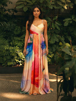 Poppi - Zephyr Printed Pleated Maxi Dress