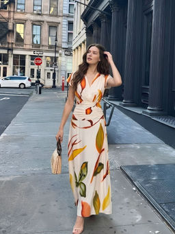 Poppi - Ivy Printed Pleated Maxi Dress