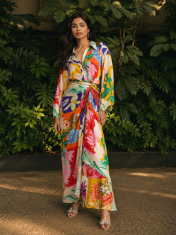 Poppi - Mosaic Printed Wrap Shirt Dress