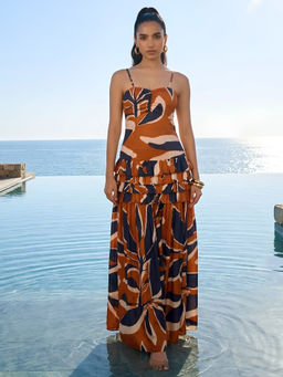 Poppi - Nero Printed Ruffled Maxi Dress