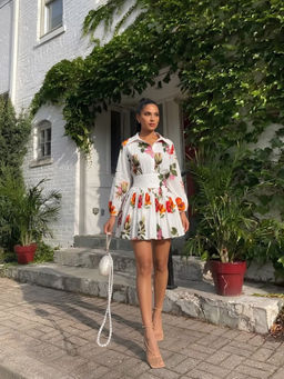 Poppi - Serene Printed Mini Shirt Dress
