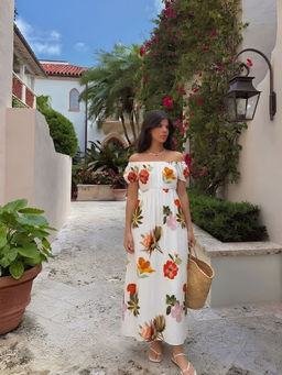 Poppi - Serene Printed Off - Shoulder Dress