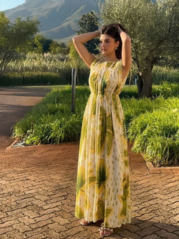 Poppi - Coco Printed Pleated Maxi Dress