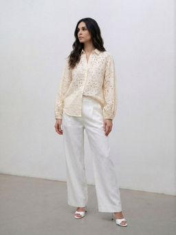 DaKauz - White Luna Broderie Statement Shirt