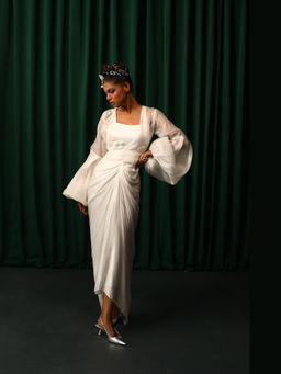 VANSHIKA AGARWAL LABEL - White Holly Satin Dress