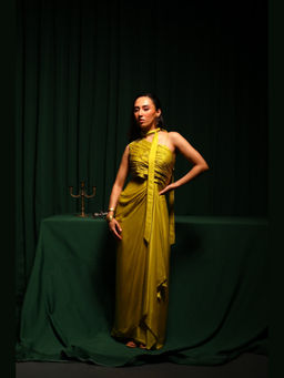 VANSHIKA AGARWAL LABEL - Yellow Daphne Satin Dress