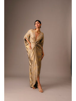 VANSHIKA AGARWAL LABEL - Gold Ophelia Polyester Kaftan Dress