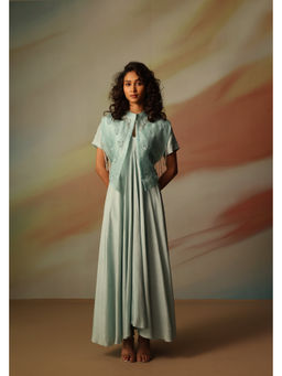 VANSHIKA AGARWAL LABEL - Blue Maple Silk Dress
