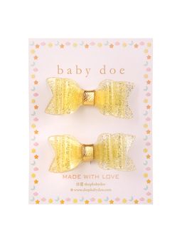Baby Doe - Gold Plastic Textured Hair Clips (Pack of 2)