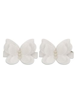 Baby Doe - White Viscose Embellished Hair Clips (Pack of 2)