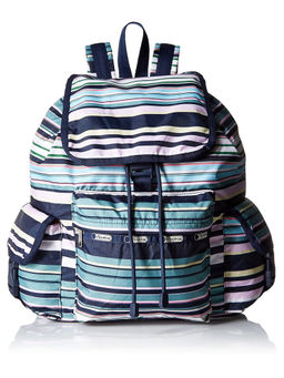 LeSportsac - BEACH STRIPE White & Blue Color Soft Medium Size Backpack - 7839.D828