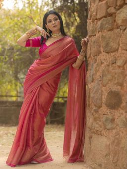 Soulweaves - Bani Thani Rose Pink Saree with Unstitched Blouse