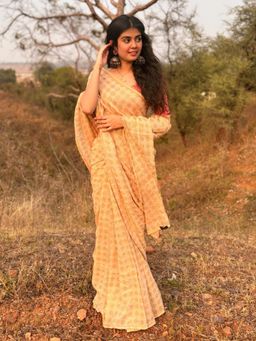Soulweaves - Wabi Sabi Fawn Orange Saree with Unstitched Blouse