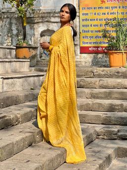 Soulweaves - Wabi Sabi Yellow Saree with Unstitched Blouse