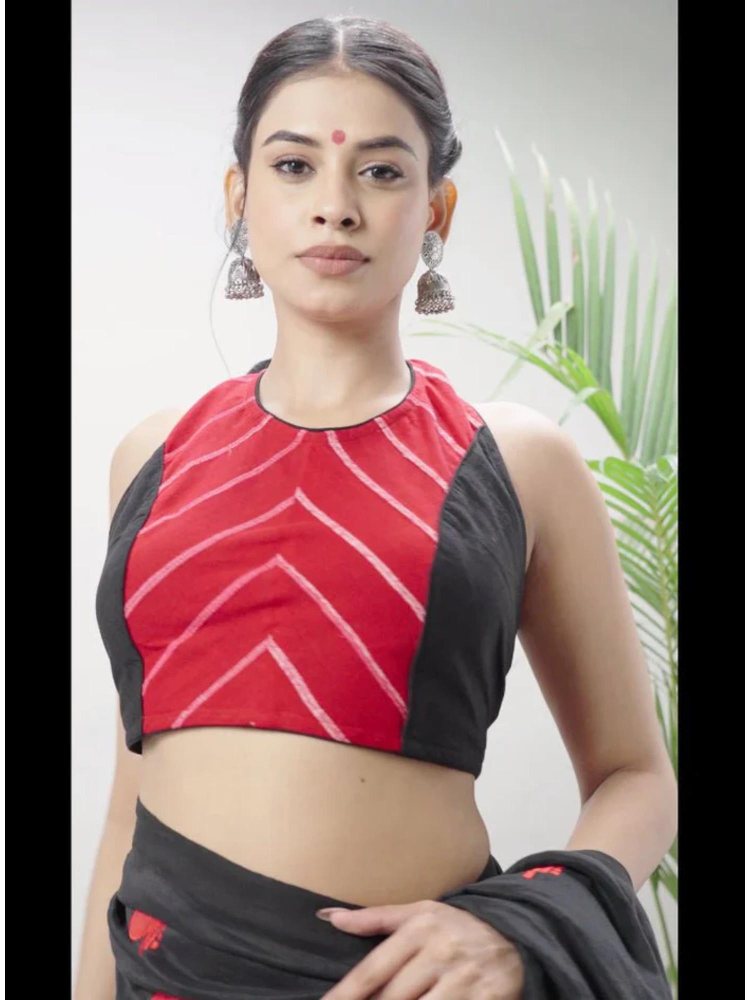 prathaa Multi-Color Khesh Halter Neck Blouse-picture-23