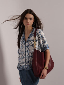 VERO MODA - Blue Printed Viscose Shirt