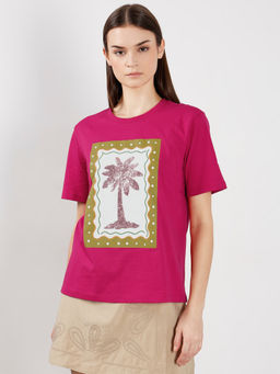 VERO MODA - Warm Pink Printed T-Shirt