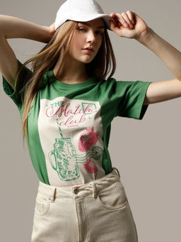 VERO MODA - Green Printed T-Shirt