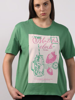 VERO MODA - Green Curve Printed T-Shirt